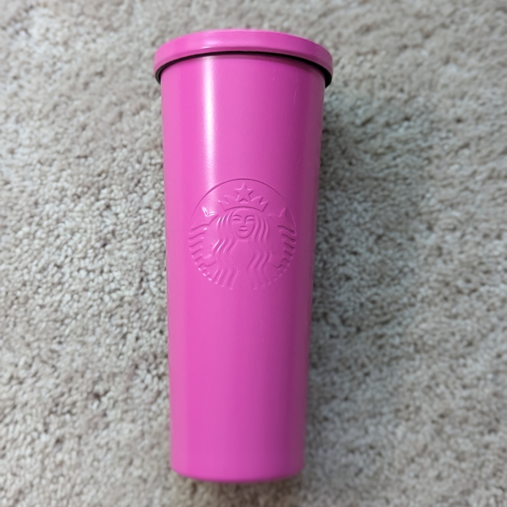 Starbucks 2015 24 OZ Venti Stainless Steel Cup Tumbler Magenta Hot Pink Rare